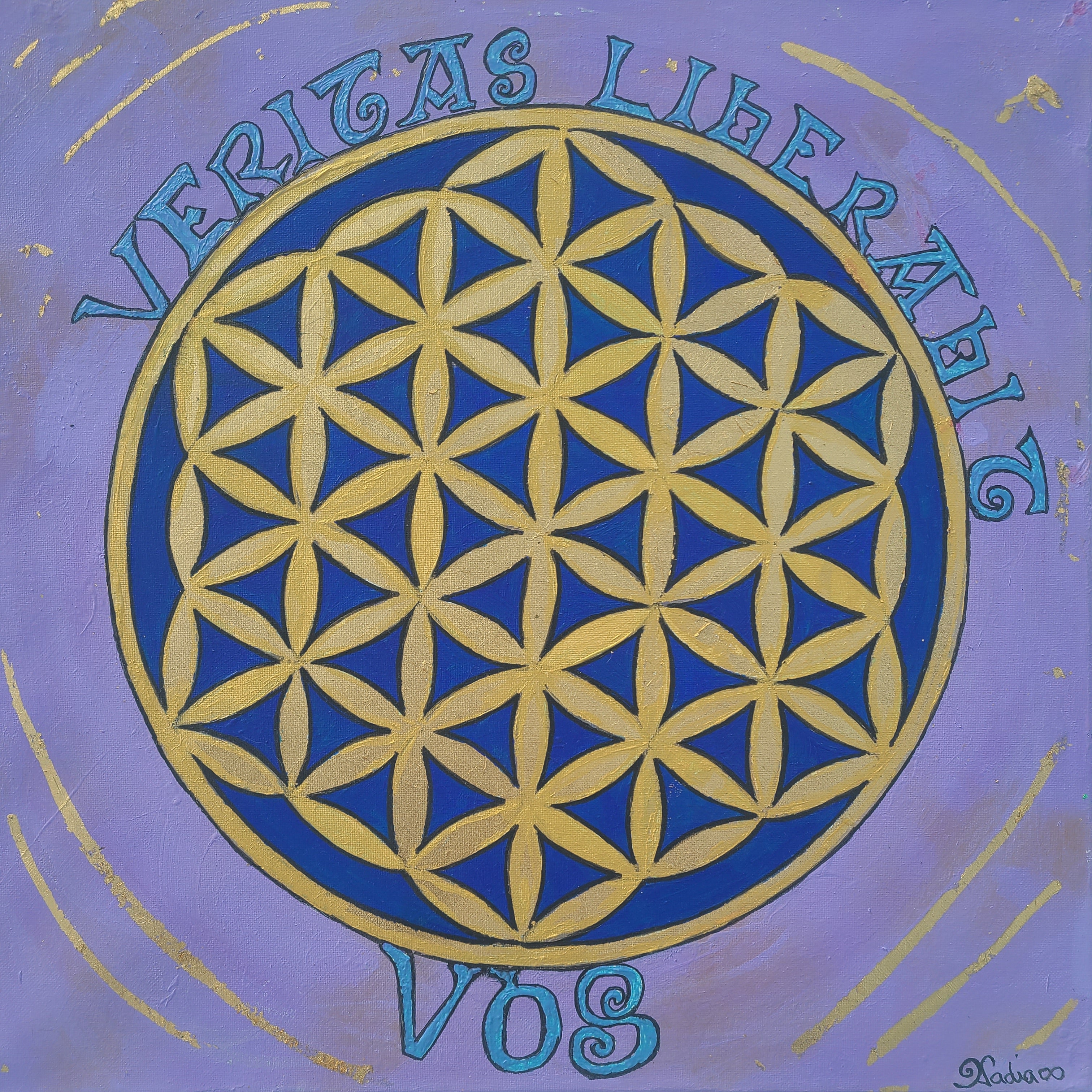 Sacred geometry flower of life " Veritas liberabit Vos" Print
